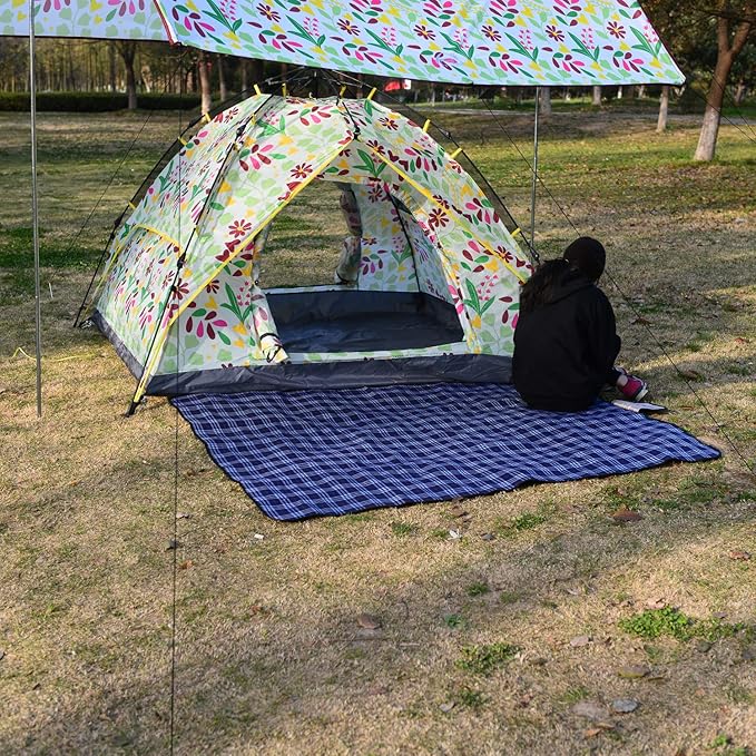 Wind Tour Family Outdoor Waterproof Durable Picnic Blankets with Carry Strap,Foldable 50×70.9 inch Sandproof Beach Mat for Kids Playground Camping Park Hiking Grass Travelling (1, Navy Blue)