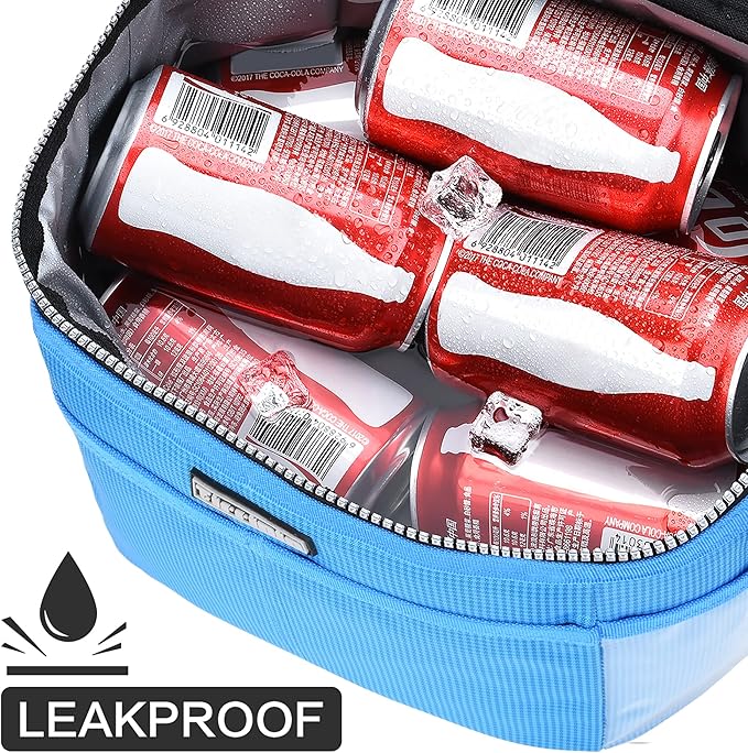 Tirrinia Insulated Lunch Box for Women Men, Leakproof Reusable Lunch Bag Containers for Adult,Working,Office,Lunch Soft Cooler Bag Tote for Picnic Hiking Beach,Blue Checkered