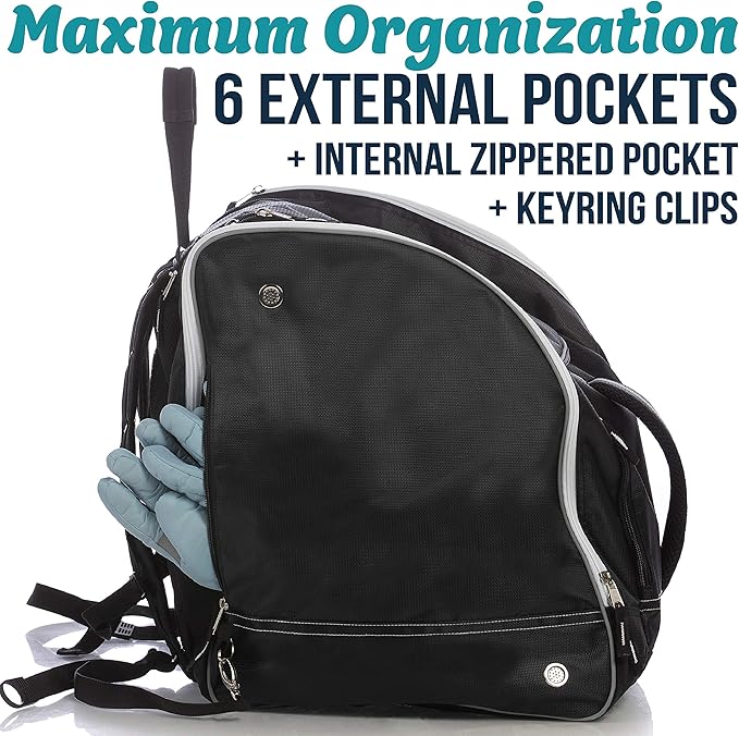 Athletico Ski Boot Bag – Skiing and Snowboarding Travel Luggage – Stores Gear Including Jacket, Helmet, Goggles, Gloves & Accessories – Venting and Grommets for Snow Drainage