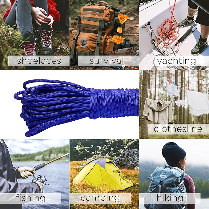 TECEUM Heavy Duty Rope 1000 – 1000ft / 200ft / 100ft / 50ft – 40+ Colors – Utility Rope for Survival & Camping Gear – Nylon String, Camping Rope, para Cord, Utility Nylon Rope, Tent Cord