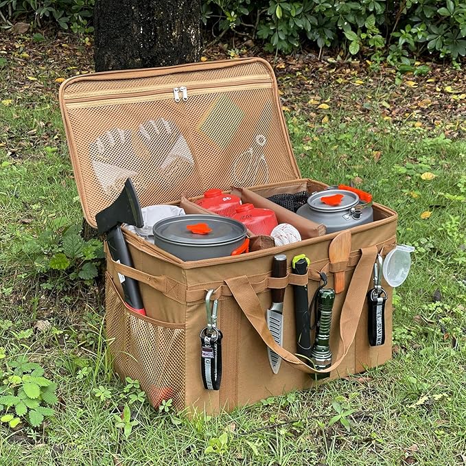 Tactical Camping Storage Bag - 46L Utility Tote Bag Trunk Organizer (Coyote Brown)