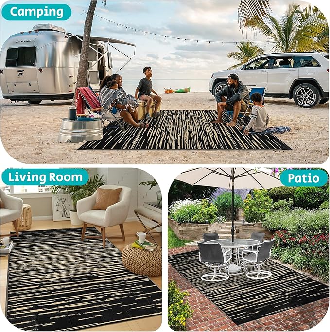 HEBE Outdoor Rug 5'x8' for Patios Clearance Waterproof Patio Mat Plastic Straw Rug Reversible RV Camping Tent Rug Outside Indoor Outdoor Area Rugs for RV,Deck,Beach,Balcony,Camper