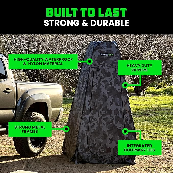 Rhino USA Portable Pop Up Privacy Changing Tent - Ultimate Outdoor Camping Shower, Camp Toilet, Rain Shelter for Beach and Camping - Lightweight and Sturdy, Instant Setup While On-The-Go