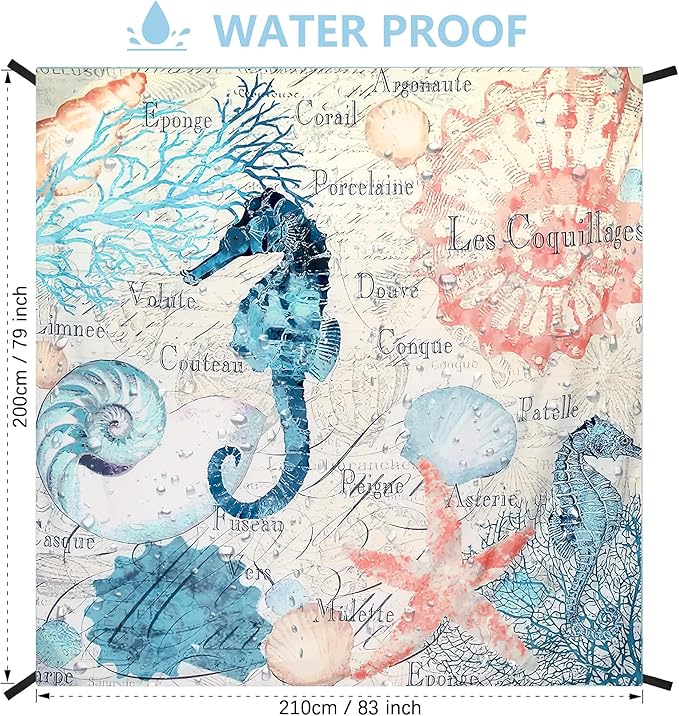 Beach Blanket, Sandproof Beach Mat, Waterproof Quick Drying Lightweight Outdoor Aztec Picnic Mat 79" X 83" for 2-4 Adults with Pocket for Travel, Camping, Hiking