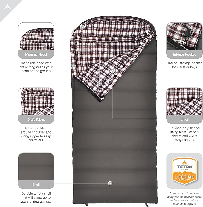 Teton Celsius XXL Sleeping Bag, Cold Weather Sleeping Bags for Adults and Kids, Camping Made Easy and Warm. Compression Sack Included, 35F, 25F, 0F, 20F Degree