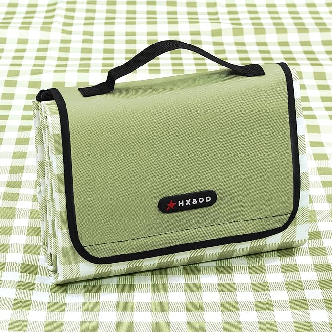 Outdoor Picnic Blanket 80"X80" Picnic Mat Extra Large Camping Blanket Beach Blanket Foldable Waterproof Sand Mat Hiking Travel Family Concerts(Green)