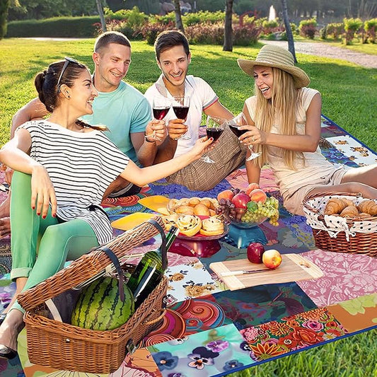 Extra Large Picnic Blankets Waterproof Foldable (80 "x 80") Beach Blanket Waterproof Sandproof,3-Layer Thicking Mat Outdoor Packable Camping Blanket