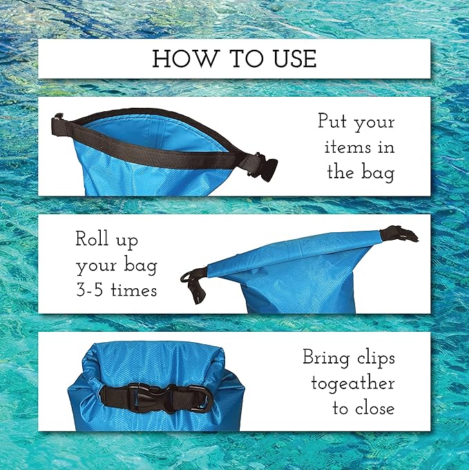 Blue Ridge Lightweight Dry Bags 3pk - 5L, 10L and 20L Sizes, All-Purpose Waterproof | Weatherproof Dry Bag for Boating, Hiking, Kayaking, Swimming, Fishing (Black)