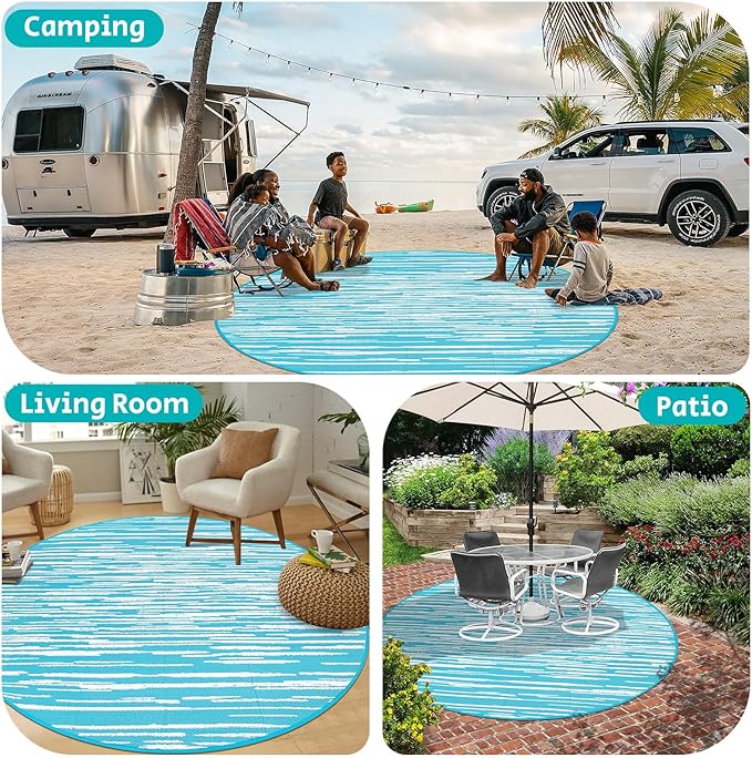 HEBE Outdoor Rug 8ft for Patios Clearance Waterproof Patio Mat Plastic Straw Rug Reversible RV Camping Tent Rug Outside Indoor Outdoor Area Rugs for RV,Deck,Beach,Balcony,Camper