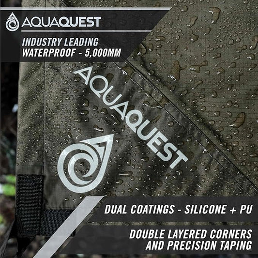 AquaQuest Safari Camping Tarp - Lightweight Durable Rain Fly - Waterproof Camping Essentials for Hiking, Backpacking & Hammock