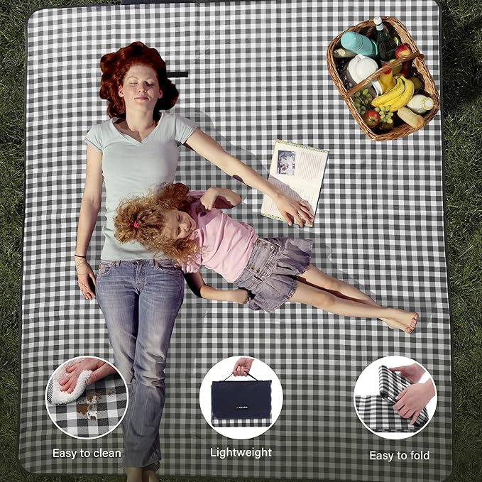 Outdoor Picnic Blanket 80"X80" Picnic Mat Extra Large Camping Blanket Beach Blanket Foldable Waterproof Sand Mat Hiking Travel Family Concerts(Blue)