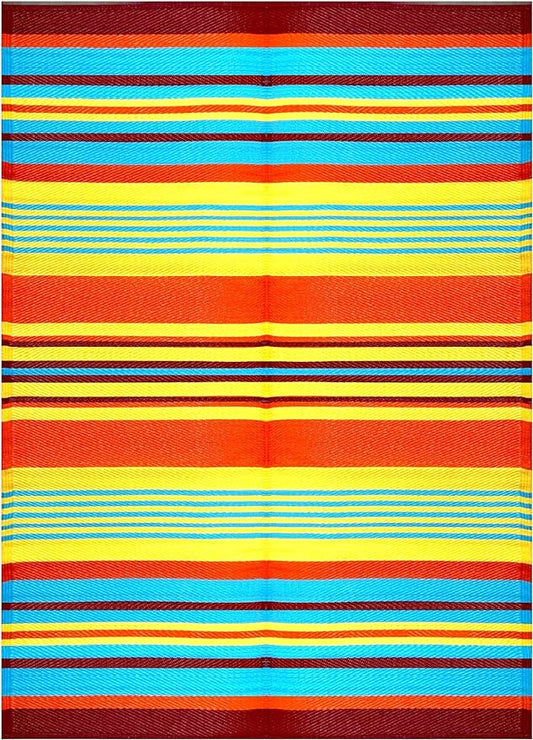 BalajeesUSA Outdoor Rug - 2 PK 5x7 Multi Color Reversible Recycled Plastic Straw Rugs Outdoor Patio Rugs Clearance Waterproof Large RV Camper Mats Outside 188