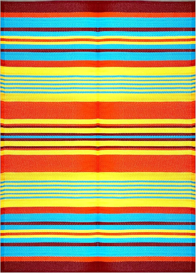 BalajeesUSA Outdoor Rug - 9x12 Multi Color, Reversible Plastic Straw, Waterproof, Patio Rugs Clearance, Porch decore, Picnic Backyard Rugs, Large RV Camper mats 7421