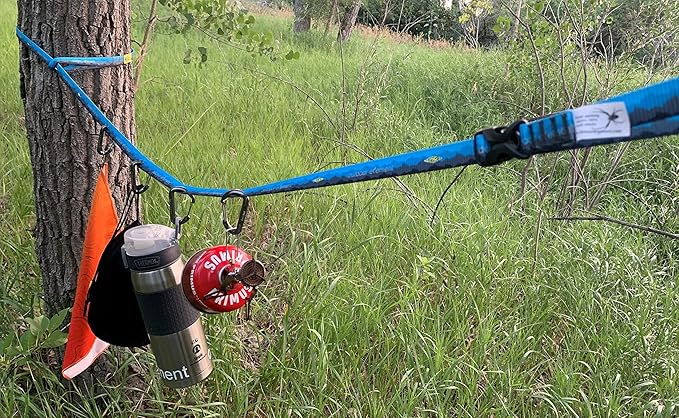 Charlotte’s Webbing™ Camp Organizer – 12' Gear Hanging Clothesline System with Adjustable Webbing, Aluminum Carabiners & Clips | Overlanding, Camping, Water Sport & Garage Organization