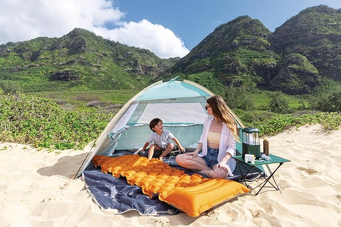 Intex 64098EP TruAire Inflatable Camping Pad: Durable Outdoor Use - Ultra-Lightweight and Compact - Cushioned Surface - Built-in Pillow - 28" x 75"