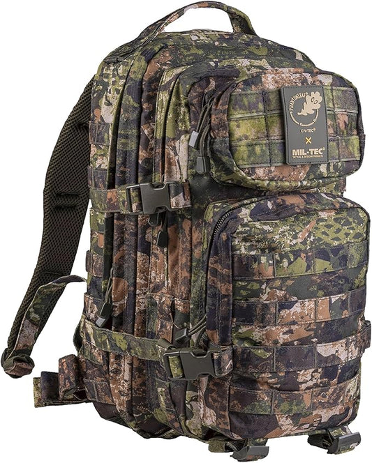 Mil-Tec Unisex Assault Pack - Rugged Durable Lightweight Ergonomic Versatile Tactical Outdoor Camping Hiking Backpack with Adjustable Padded Shoulder Straps & MOLLE Loops, Phantomleaf WASP I Z3A, 20L