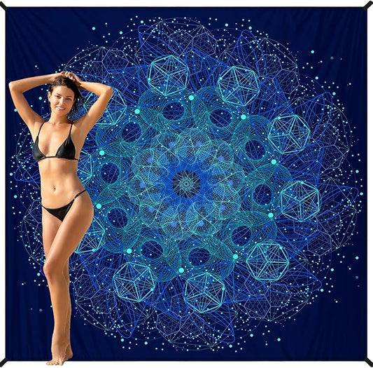 BYDOLL Beach Blanket 78''X81'' 4-7 Adults Oversized Lightweight Waterproof Sandproof Blanket for Beach Large Picnic Mat Travel Camping