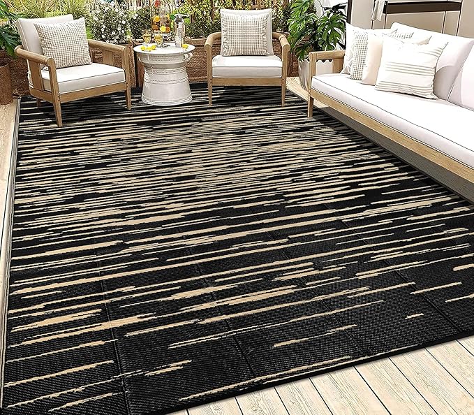 HEBE Outdoor Rug 5'x8' for Patios Clearance Waterproof Patio Mat Plastic Straw Rug Reversible RV Camping Tent Rug Outside Indoor Outdoor Area Rugs for RV,Deck,Beach,Balcony,Camper