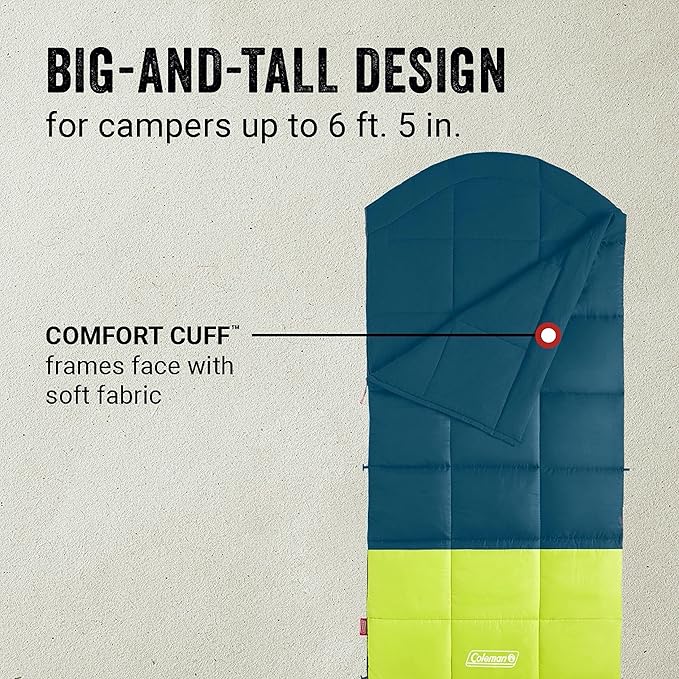 Coleman Kompact Sleeping Bag, Indoor/Outdoor Lightweight Sleeping Bag for Adults, 20°F/30°F/40°F Options for Camping, Hiking, Backpacking with Included Compression Sack