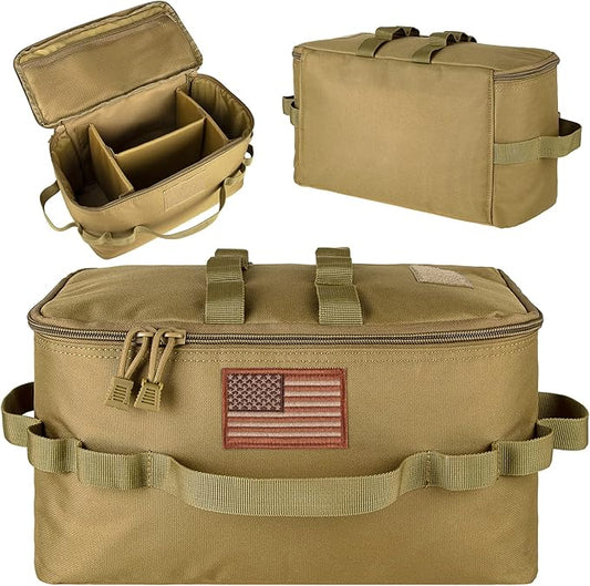 bvya Tactical Camping Storage Bag 11 Liters Outdoor Utility Tote Bag Camping Cookware Organizer Trunk Organizer with Flag Patch
