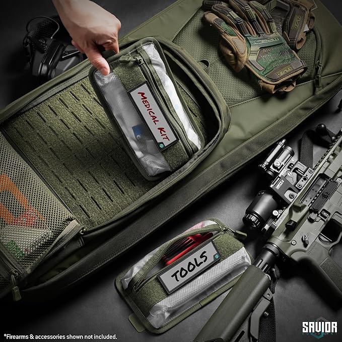 Savior Equipment Core Tactical Mesh Zipper Pouch, 9" x 5" Modular EDC Tool Organizer w/Writable ID Patches, Range Gear Utility Storage Pocket w/Hook Backing, Dump Pouch with Handle, 2-Pack