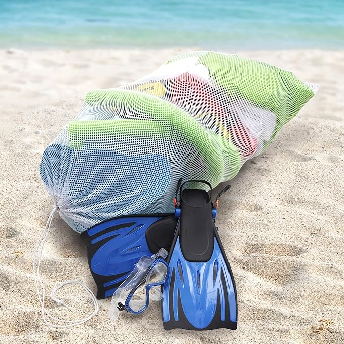 Champion Sports Mesh Equipment Bag – Heavy-Duty Nylon Drawstring Bag with Lock & ID Tag, Breathable Storage Sack for Balls, Swim Gear, Laundry & Toys, Multiple Sizes & Colors