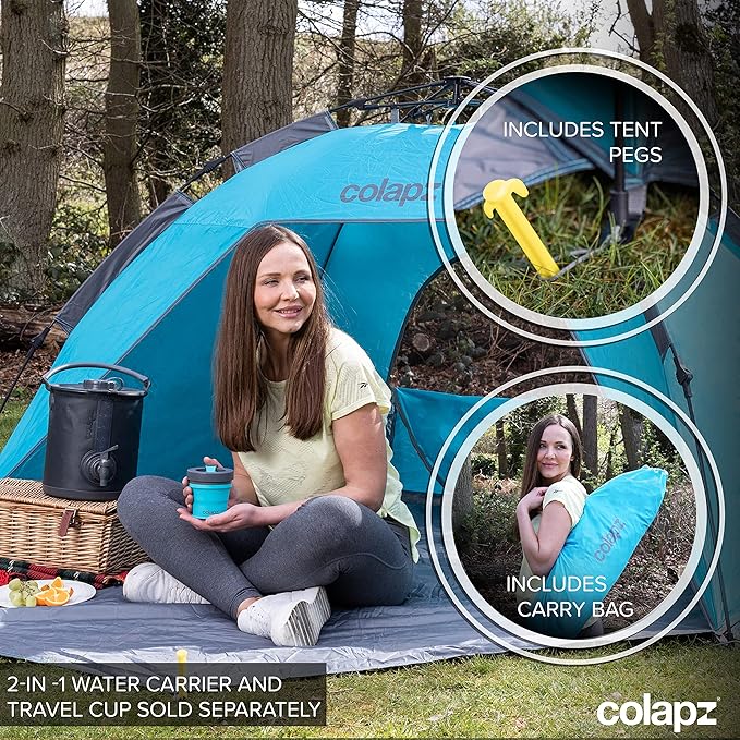 Colapz Beach Tent Pop Up Shade. Luxury Holiday Shade SPF50+ Easy to Use Pop Up Beach Tent. Portable & Lightweight Cabana. Wind & Sun Shelter