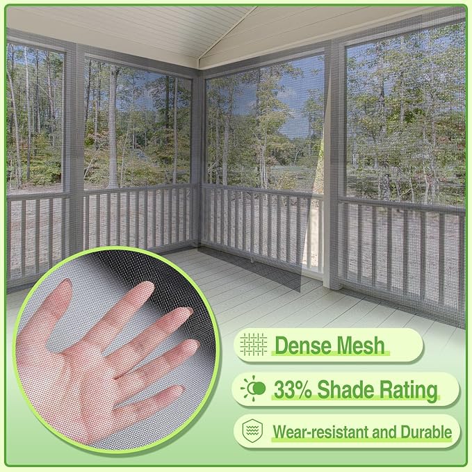 Stronger Garden Mesh Netting - 10 x 33 ft PPT Nano Bird Net Barrier, Mosquito Netting Screen for Outdoor Plants Vegetables Patios Balconies Terraces, Shading Rate 33% (Black)