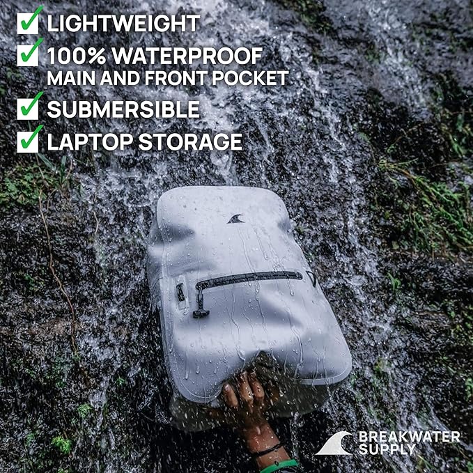 Breakwater Supply™ 100% Waterproof Submersible Backpack, Laptop Bag, Airtight Zippers | Travel Outdoors | Fogland 25L 20L 15L