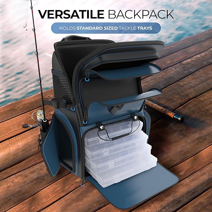 Reaction Tackle Fishing Tackle Bag – Salt Water Resistant Fishing Bag, 1000D PVC Waterproof Material, Tackle Box Organizer with Dividers for 3600 or 3700 Trays (Small, Medium, Backpack only fit 3600)