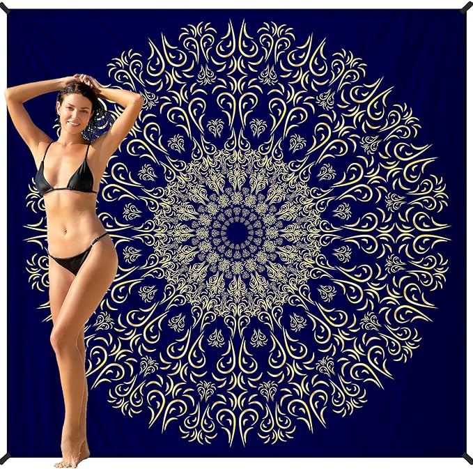BYDOLL Beach Blanket 78''X81'' 4-7 Adults Oversized Lightweight Waterproof Sandproof Blanket for Beach Large Picnic Mat Travel Camping