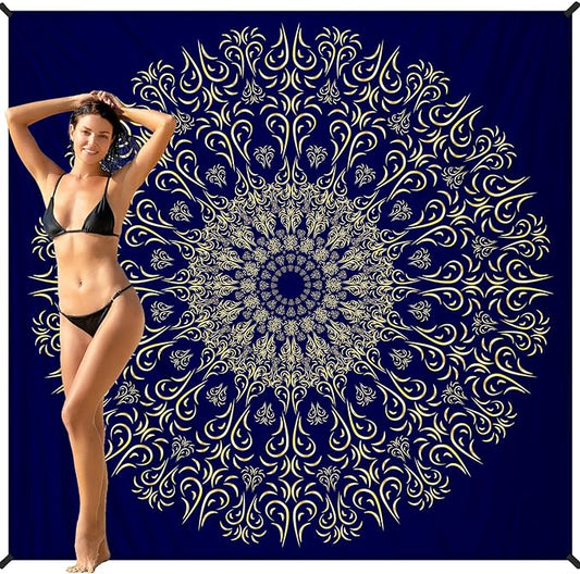 BYDOLL Beach Blanket 78''X81'' 4-7 Adults Oversized Lightweight Waterproof Sandproof Blanket for Beach Large Picnic Mat Travel Camping