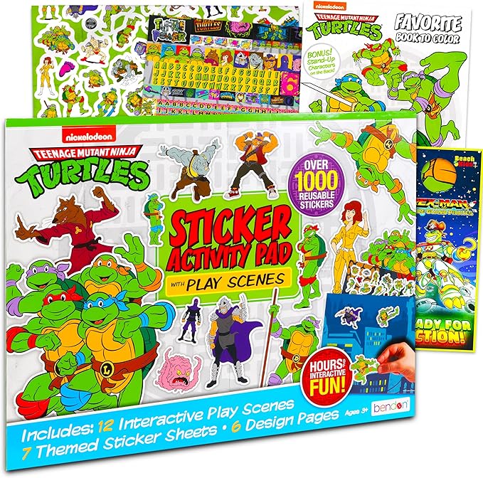 Teenage Mutant Ninja Turtles Activity Set with TMNT Coloring Book, Stickers, Games, Puzzles and More (Travel Activities Party Pack)