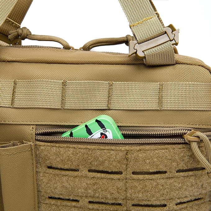 Tactical Molle Admin Pouch of Laser Cut Design,Medical EMT Organizer with Phone Pouch,EDC EMT Pack IFAK Tool Holder with US Patch (Large Brown Without Accessories)