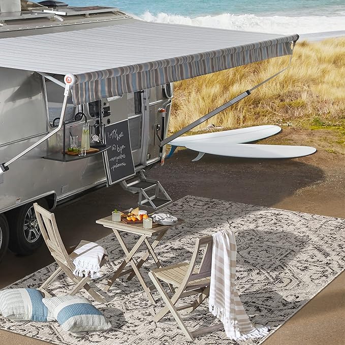 JONATHAN Y SMB105D-8 Estrella Bohemian Medallion Textured Weave Indoor/Outdoor Black/Gray 8 ft. x 10 ft. Area-Rug, Coastal,Easy-Cleaning,HighTraffic,LivingRoom,Backyard, Non Shedding