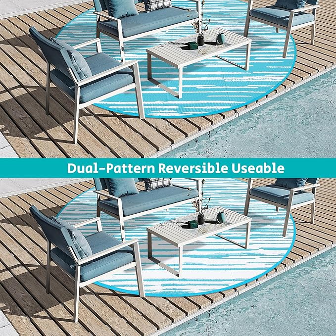 HEBE Outdoor Rug 8ft for Patios Clearance Waterproof Patio Mat Plastic Straw Rug Reversible RV Camping Tent Rug Outside Indoor Outdoor Area Rugs for RV,Deck,Beach,Balcony,Camper