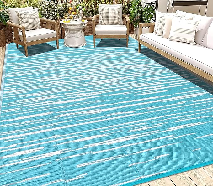 HEBE Outdoor Rug 8'x10' Waterproof for Patios Clearance, Reversible Plastic Straw Rug Camping Carpet, Indoor Outdoor Area Rugs Patio Mats for RV,Picnic,Backyard,Deck,Balcony,Porch