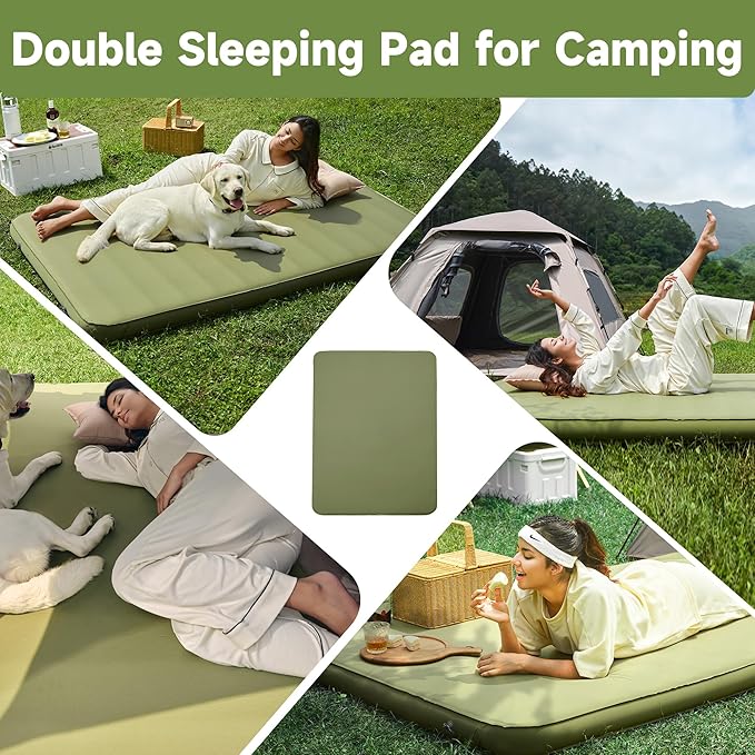 OUTSKIRT Camping Mattress, Self Inflating Sleeping Pad with Pump Sack, Foam Camping Pad for Sleeping, 4” Thickness Sleeping Mat for Camp/Travel/Car/Tent, 4 Season Camp Air Mattress