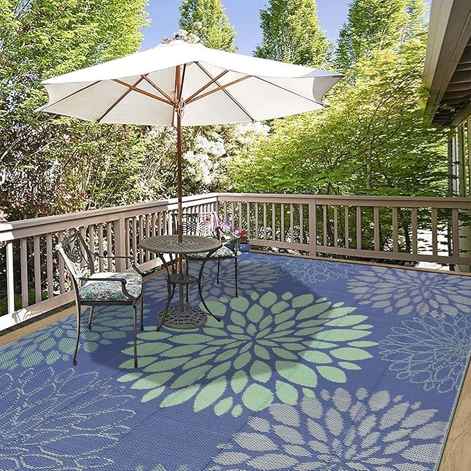 Ileading Reversible Outdoor Rug 8x10Ft Waterproof Patio Rug Carpet Portable Outdoor Plastic Straw Rug Large RV Camping Mat Rug for Patio, Clearance, Deck, Beach, Porch, Camping, Picnic, Colorful