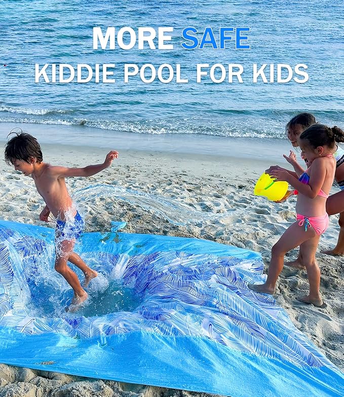 LH Beach Blanket Sandproof, 107"*90" Extra Large Waterproof Beach Mat for 2-8 Adults, Picnic Blankets for Camping, Beach Essentials Big & Compact Quick Drying, Lightweight & Durable with 4 Stakes