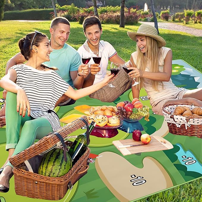 Extra Large Picnic Blankets Waterproof Foldable (80"x 80") Boho Beach Blanket Waterproof Sandproof,3-Layer Thicking Mat Outdoor Packable Camping Blanket