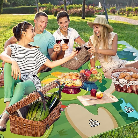 Extra Large Picnic Blankets Waterproof Foldable (80"x 80") Boho Beach Blanket Waterproof Sandproof,3-Layer Thicking Mat Outdoor Packable Camping Blanket