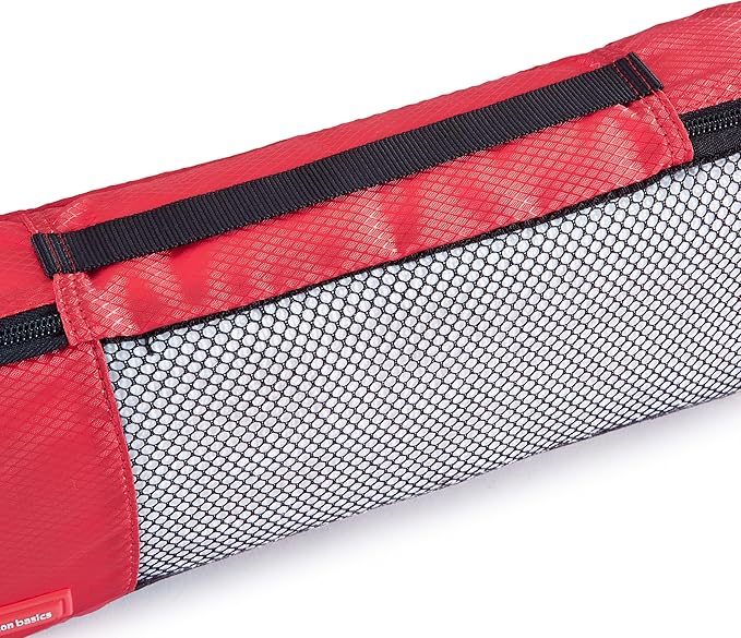 Amazon Basics Slim Packing Cubes for Travel, Packing Organizers, 4-Piece-Set With Double Zipper Pulls and Mesh Top Panel, 100% Durable Polyester, Red, 14"L x 5"W x 3"H