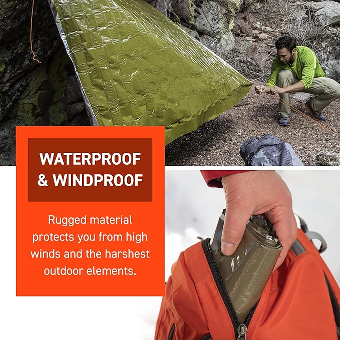 S.O.L. Survive Outdoors Longer 90% Heat Reflective Heavy-Duty Emergency Blanket - Thick, Rugged for Disaster Preparedness Kit - Waterproof, Windproof, Tear-Resistant - 58" x 98", 3.2 oz, Green