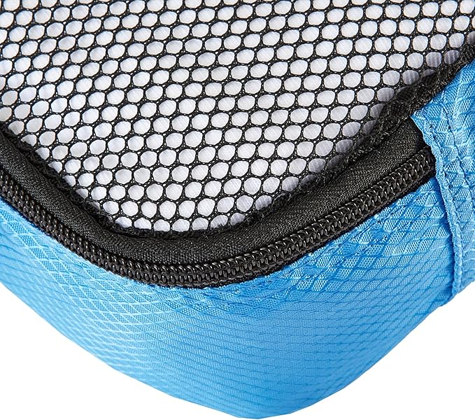 Amazon Basics Small Packing Cubes for Travel, Packing Organizers, 4-Piece-Set With Double Zipper Pulls and Mesh Top Panel, 100% Durable Polyester, Sky Blue, 11"L x 6.8"W x 3"H