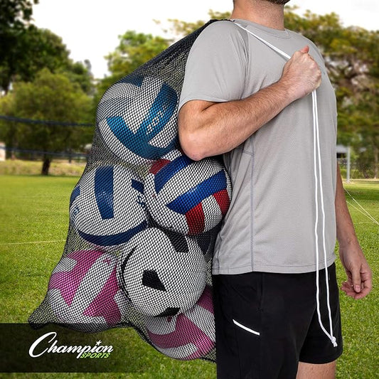 Champion Sports Mesh Equipment Bag – Heavy-Duty Nylon Drawstring Bag with Lock & ID Tag, Breathable Storage Sack for Balls, Swim Gear, Laundry & Toys, Multiple Sizes & Colors