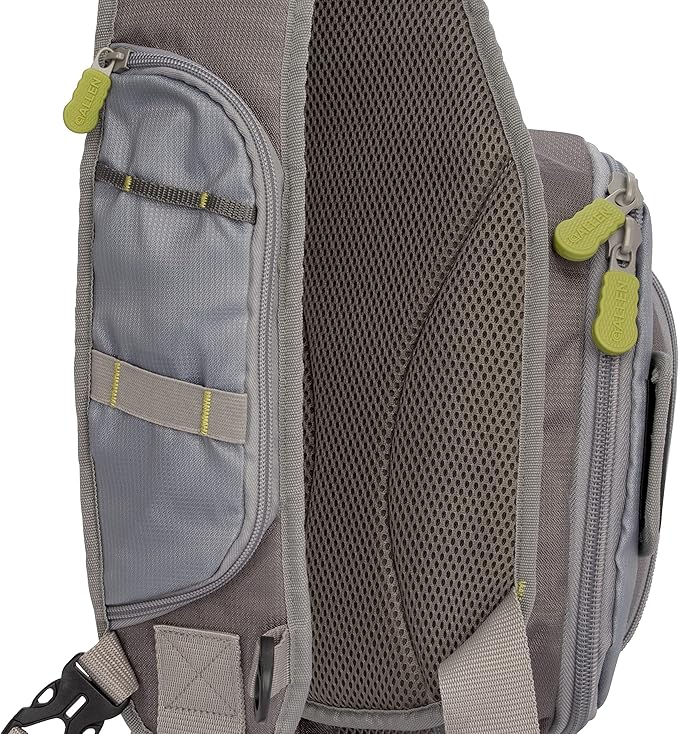 Allen Company Cedar Creek Fly Fishing Sling Pack - Fits up to 4 Tackle/Fly Boxes and Other Accessories - Gray and Lime/Olive