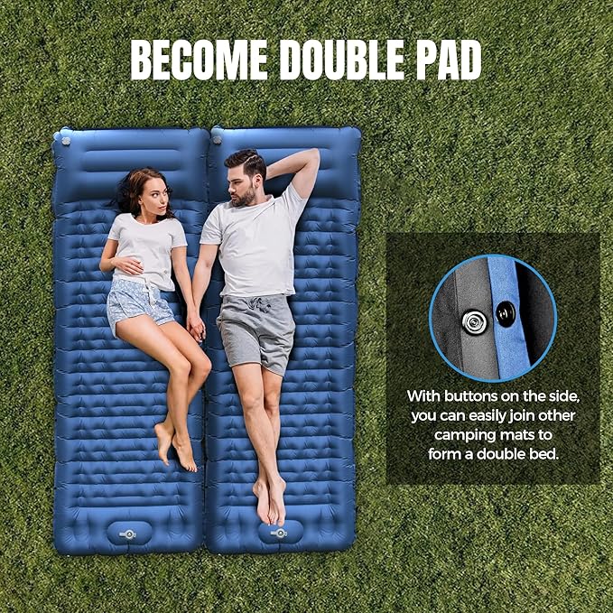 Camping Sleeping Pad, 6.8'' Extra Thickness Reinforced Sleeping Pad for Camping with Pillow Built-in Foot Pump, 79 * 28IN Ultralight Self Inflating Air Mattress Mat for Backpacking Hiking Tent