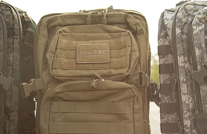 Mil-Tec Unisex Assault Pack - Rugged Durable Lightweight Ergonomic Versatile Tactical Outdoor Camping Hiking Backpack with Adjustable Padded Shoulder Straps & MOLLE Loops, Coyote, 20L