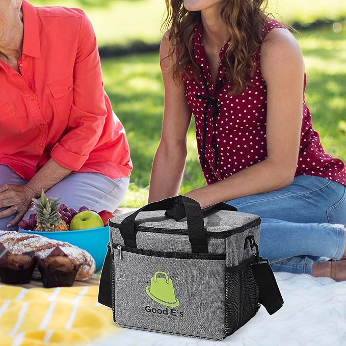 Good E’s Reusable 6 Cups Insulated Beverage Bag, Portable Cooler Tote with 5 Divider, Shoulder Strap & Side Pockets, Drink Caddy Cup Holder Carrier for Delivery Travel, Insulated Picnic Bag (6 Cups)